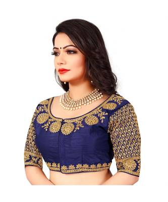 Navyblue art silk Zari Work blouse 3