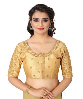 Gold art silk Zari Work blouse 1