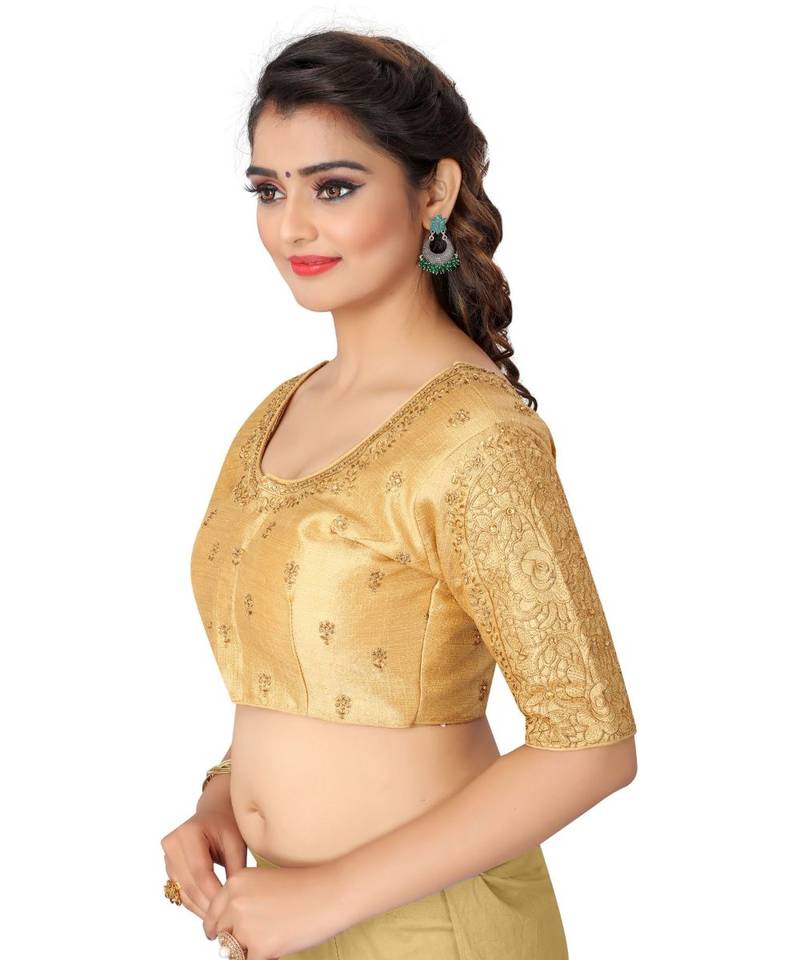 Gold art silk Zari Work blouse