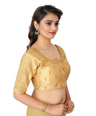 Gold art silk Zari Work blouse 4