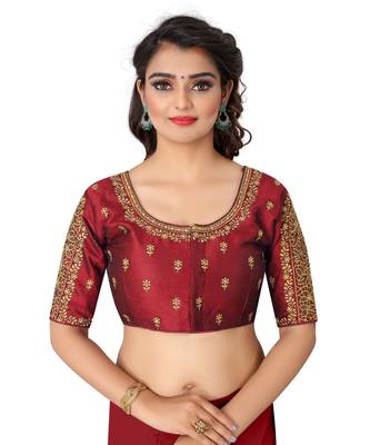 maroon art silk Zari Work blouse 1