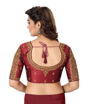 maroon art silk Zari Work blouse 2