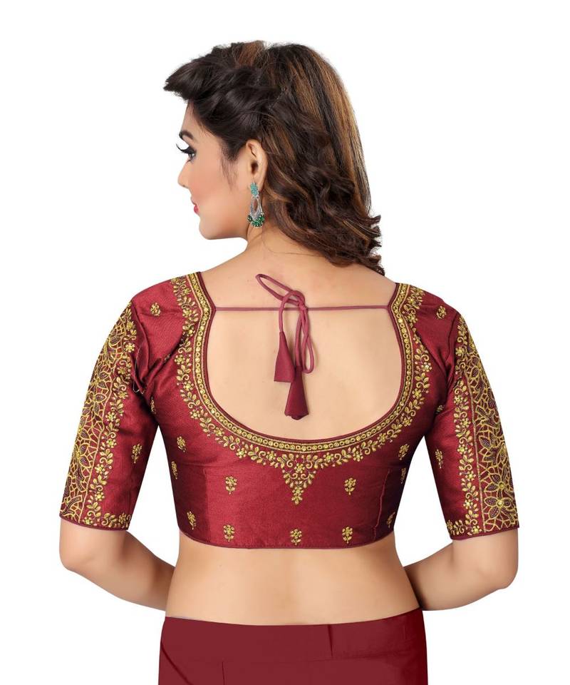 maroon art silk Zari Work blouse