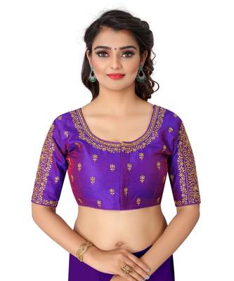 purple art silk Zari Work blouse 1