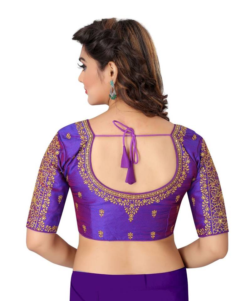 purple art silk Zari Work blouse