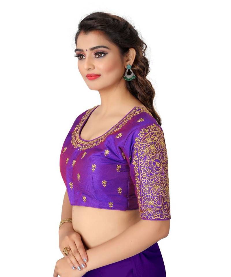 purple art silk Zari Work blouse