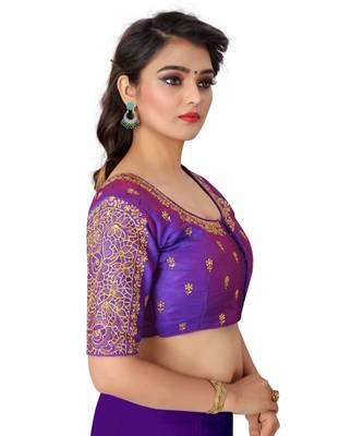 purple art silk Zari Work blouse 4