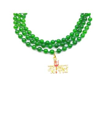 Raviour Lifestyle Lord Shiv Mahakal Bholenath Trishul Pendant With Green Hakik Agate 108 beads Mala properly energized 1