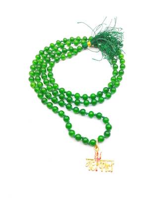 Raviour Lifestyle Lord Shiv Mahakal Bholenath Trishul Pendant With Green Hakik Agate 108 beads Mala properly energized 1