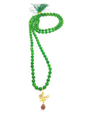 Lord Shiv Mahakal Mahadev Bholenath Trishul Pendant With Green Hakik Agate 108 beads Mala  1