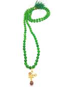 Lord Shiv Mahakal Mahadev Bholenath Trishul Pendant With Green Hakik Agate 108 beads Mala 