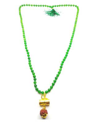 Raviour Lifestyle Lord Shiv Shakti 5 Mukhi Shiv Trishul Damru With Green Hakik Agate 108 beads Mala 1