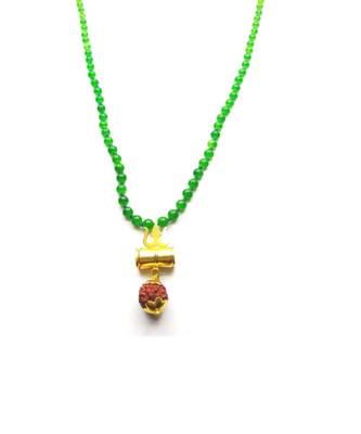 Raviour Lifestyle Lord Shiv Shakti 5 Mukhi Shiv Trishul Damru With Green Hakik Agate 108 beads Mala 1