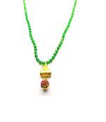 Raviour Lifestyle Lord Shiv Shakti 5 Mukhi Shiv Trishul Damru With Green Hakik Agate 108 beads Mala
