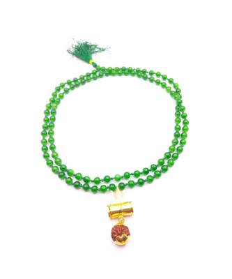 Raviour Lifestyle Lord Shiv Shakti 5 Mukhi Shiv Trishul Damru With Green Hakik Agate 108 beads Mala 1