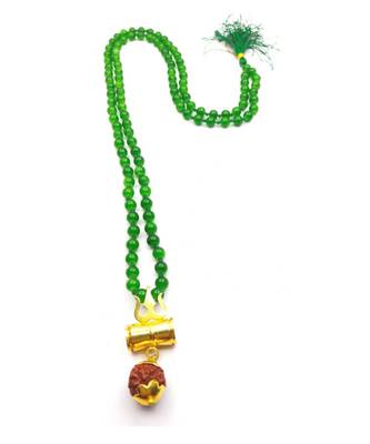 Raviour Lifestyle Lord Shiv Shakti 5 Mukhi Shiv Trishul Damru With Green Hakik Agate 108 beads Mala 1