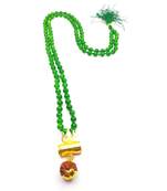 Raviour Lifestyle Lord Shiv Shakti 5 Mukhi Shiv Trishul Damru With Green Hakik Agate 108 beads Mala