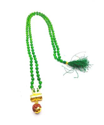 Raviour Lifestyle Lord Shiv Shakti 5 Mukhi Shiv Trishul Damru With Green Hakik Agate 108 beads Mala 1