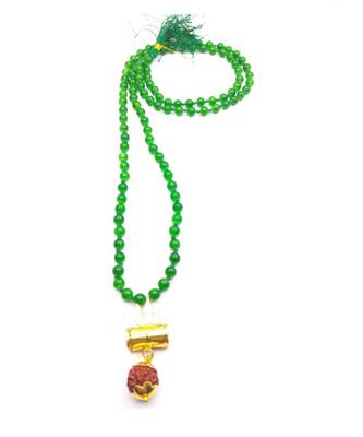 Raviour Lifestyle Lord Shiv Shakti 5 Mukhi Shiv Trishul Damru With Green Hakik Agate 108 beads Mala 1