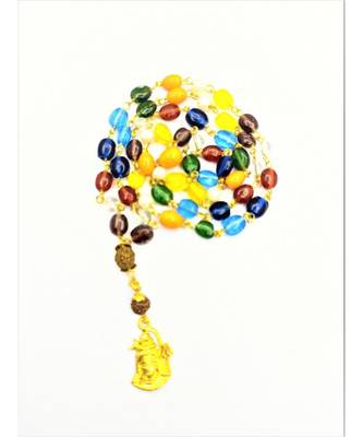 Raviour Lifestyle Lord Shiv Shankar Mahadev shiv shakti Rudraksha Pendant With Navratan Mala 1