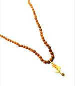 Black plain yellow gold Beads  Necklace with pendant