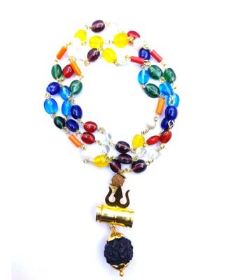 Raviour Lifestyle Lord Shiv Shakti 5 Mukhi Shiv Trishul Damru With Navratan Mala 1