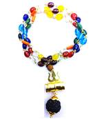 Black plain yellow gold Beads  Necklace with pendant