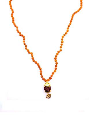 Raviour Lifestyle Mahadev Shiva Om Rudraksha Pendant With Rudraksha Mala For Mahadev Blessing  1