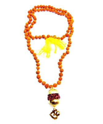 Raviour Lifestyle Mahadev Shiva Om Rudraksha Pendant With Rudraksha Mala For Mahadev Blessing  1