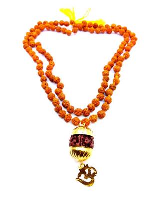 Raviour Lifestyle Mahadev Shiva Om Rudraksha Pendant With Rudraksha Mala For Mahadev Blessing  1