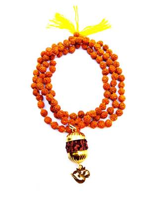 Raviour Lifestyle Mahadev Shiva Om Rudraksha Pendant With Rudraksha Mala For Mahadev Blessing  1