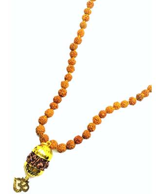 Raviour Lifestyle Mahadev Shiva Om Rudraksha Pendant With Rudraksha Mala For Mahadev Blessing  1