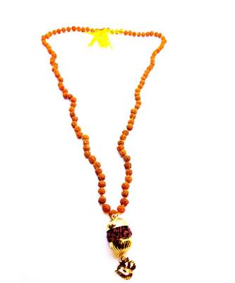 Raviour Lifestyle Mahadev Shiva Om Rudraksha Pendant With Rudraksha Mala For Mahadev Blessing  1