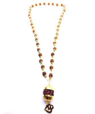 Raviour Lifestyle Mahadev Shiva Om Rudraksha Pendant With Rudraksha Capmala For Mahadev Blessing  1