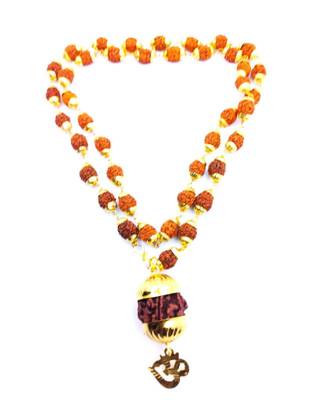 Raviour Lifestyle Mahadev Shiva Om Rudraksha Pendant With Rudraksha Capmala For Mahadev Blessing  1