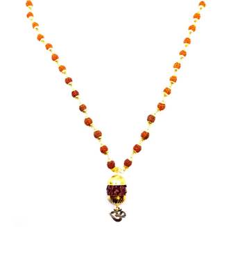 Raviour Lifestyle Mahadev Shiva Om Rudraksha Pendant With Rudraksha Capmala For Mahadev Blessing  1