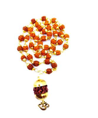 Raviour Lifestyle Mahadev Shiva Om Rudraksha Pendant With Rudraksha Capmala For Mahadev Blessing  1