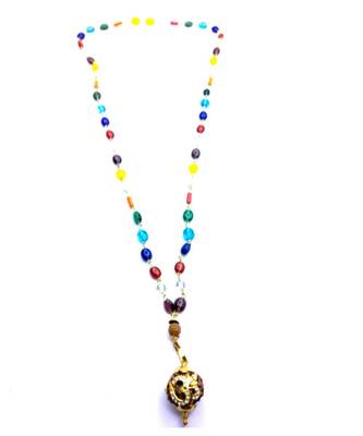Raviour Lifestyle Lord shiv punchmukhi rudraksha OM pendant With Rudraksha Wiredmala For Good Luck and Mahadev Blessing 1
