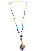 Raviour Lifestyle Lord shiv punchmukhi rudraksha OM pendant With Rudraksha Wiredmala For Good Luck and Mahadev Blessing