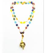 Raviour Lifestyle Lord shiv punchmukhi rudraksha OM pendant With Rudraksha Wiredmala For Good Luck and Mahadev Blessing