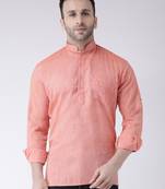 Orange plain stitched Cotton  short kurta