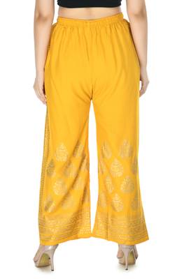 Mustard  Rayon Gold Printed Stitched   Palazzo 2