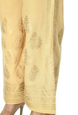 Beige Rayon Gold Printed Stitched   Palazzo 3