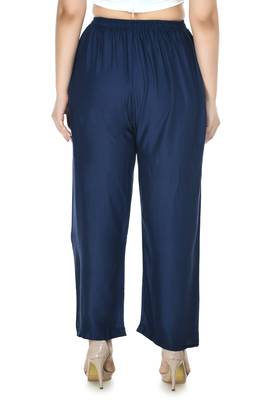 Navy Blue Rayon Plain Stitched   Palazzo 2