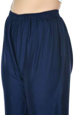 Navy Blue Rayon Plain Stitched   Palazzo 3