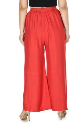 Red Rayon Plain Stitched   Palazzo 2