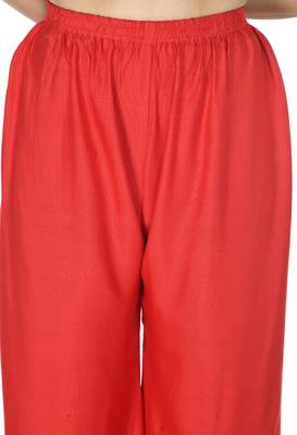 Red Rayon Plain Stitched   Palazzo 3