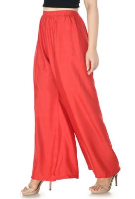 Red Rayon Plain Stitched   Palazzo 4