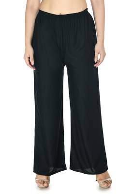 Black  Rayon Plain Stitched   Palazzo 3