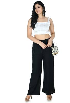 Black  Rayon Plain Stitched   Palazzo 4
